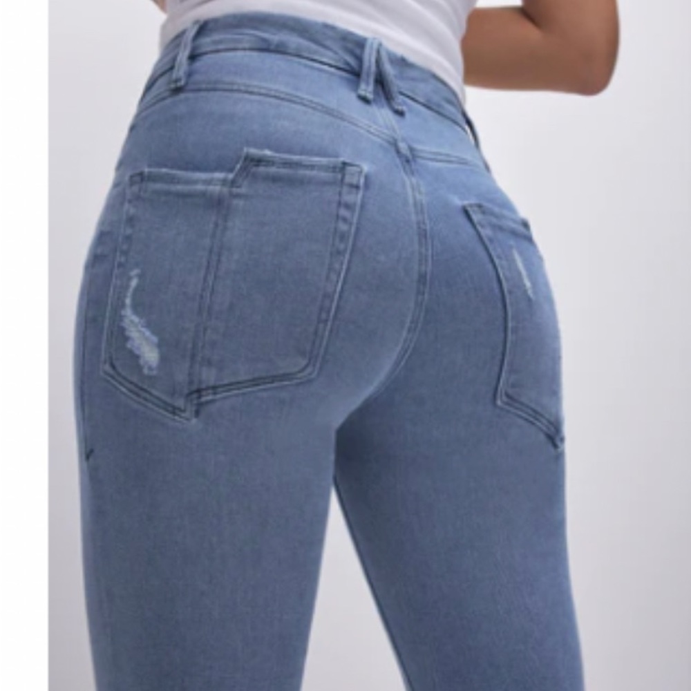 Good American Good Straight Split Pockets Blue449. Size 6/28